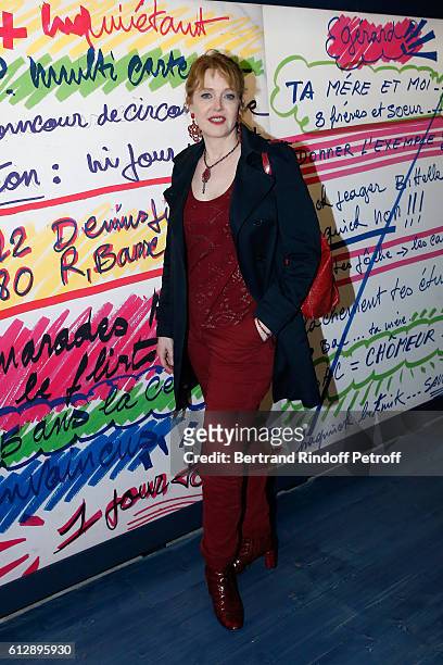 Actress Agnes Soral attends the Coluche Exhibition Opening. This exhibition is organized for the 30 years of the disappearance of Coluche. Held at...
