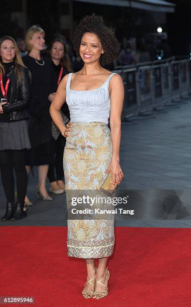 Gugu Mbatha-Raw attends the 'A United Kingdom' Opening Night Gala screening during the 60th BFI London Film Festival at Odeon Leicester Square on...