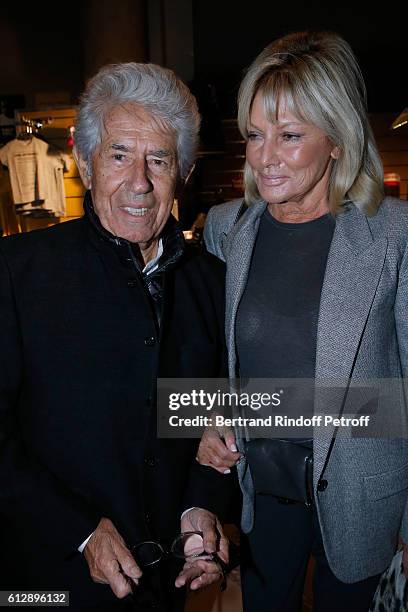 Philippe Gildas and his wife Maryse Gildas attend the Coluche Exhibition Opening. This exhibition is organized for the 30 years of the disappearance...