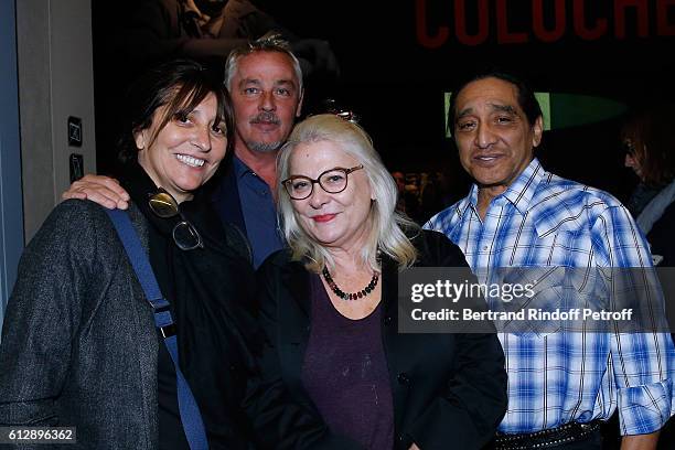 Television producer Anne Marcassus, her husband Fabrice le Ruyet, actress Josiane Balasko and her husband George Aguilar attend the Coluche...