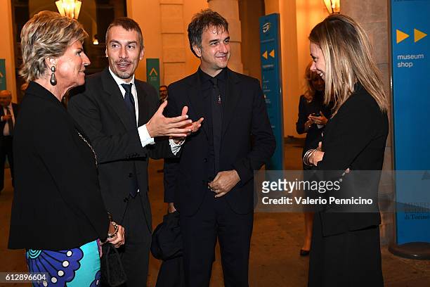 General Director FIGC Michele Uva and Evelina Christillin attend during the Italian Football Federation Gala Dinner at Turin Egyptian Museum on...