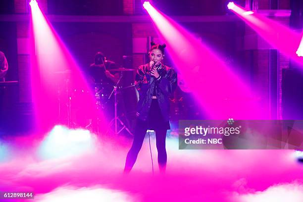 Episode 431 -- Pictured: Musical guest Bishop Briggs performs on October 5, 2016 --