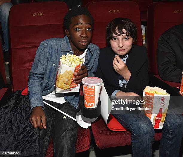 Actors Caleb McLaughlin and Finn Wolfhard attend the "Shin Godzilla" premiere presented by Funimation Films at AMC Empire 25n2016 New York Comic Con...