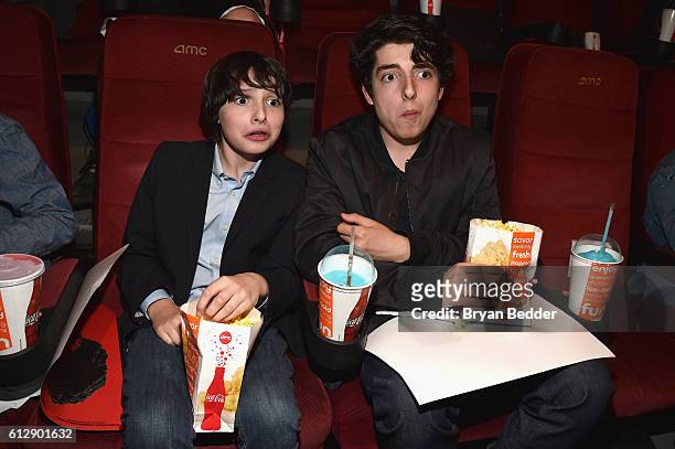 Actor Finn Wolfhard and Nick Wolfhard attend the "Shin Godzilla" premiere presented by Funimation Films at AMC Empire 25n2016 New York Comic Con on...