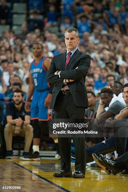 Head coach Billy Donovan of the Oklahoma City Thunder during the NBA Global Games Spain 2016 FC Barcelona Lassa v Oklahoma City Thunder at Palau Sant...