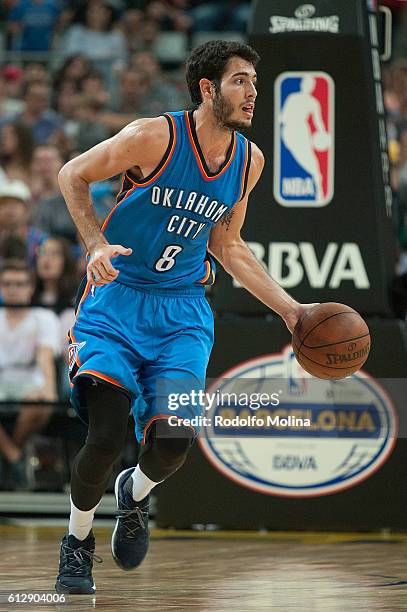 Alex Abrines of the Oklahoma City Thunder in action during the NBA Global Games Spain 2016 FC Barcelona Lassa v Oklahoma City Thunder at Palau Sant...