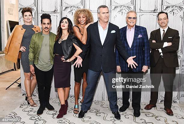 Lucy Lawless, Ray Santiago, Dana DeLorenzo, Michelle Hurd, Bruce Campbell, Lee Majors and Ted Raimi attend The Build Series to discuss the show 'Ash...