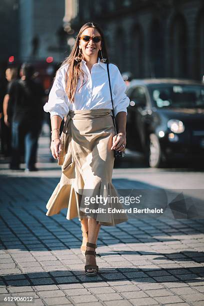 Guest is seen, outside the Louis Vuitton show, during Paris Fashion Week Spring Summer 2017, on October 5, 2016 in Paris, France.