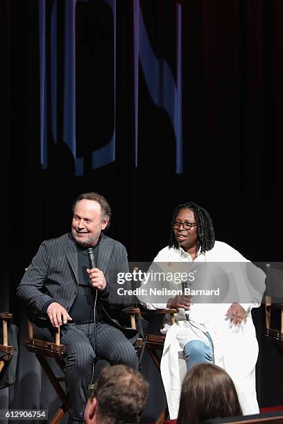 Panelists Billy Crystal and Whoopi Goldberg speak onstage during the grand opening Of SAG-AFTRA Foundation's Robin Williams Center on October 5, 2016...