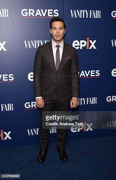 Skylar Astin attends the premiere of EPIX original series "Graves" at the Museum of Modern Art on October 5, 2016 in New York City.