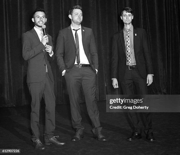 Actor/Producer Wesley Elder, Cinematographer Cory Vetter and Director Caleb Vetter arrive for the Red Carpet Premiere Of Stadium Media's "The...