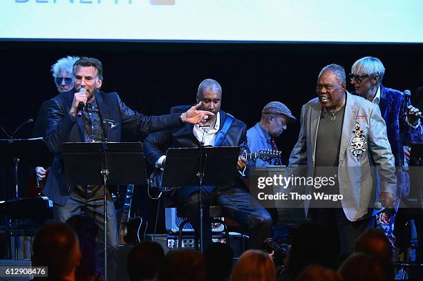 Singers Kenny Loggins and Sam Moore perform onstage during Little Kids Rock Benefit 2016 at Capitale on October 5, 2016 in New York City.