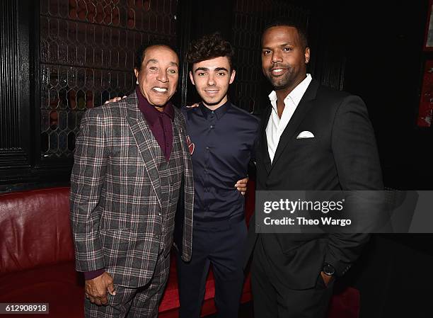 Singer-songwriter Smokey Robinson, singer Nathan Sykes and television personality A.J. Calloway attend Little Kids Rock Benefit 2016 at Capitale on...