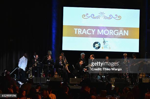 Actor Tracy Morgan and host Tom Papa speak onstage during Little Kids Rock Benefit 2016 at Capitale on October 5, 2016 in New York City.