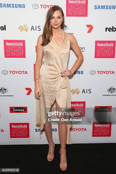 Ksenija Lukich arrives ahead of the Women's Health I Support Women In Sport Awards at Carriageworks on October 5, 2016 in Sydney, Australia.