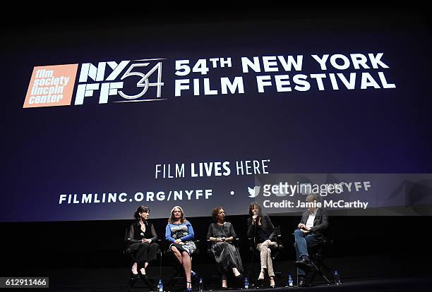 Bridget Ikin, Kerry Fox, Emily Perkins and Alison Maclean speak onstage with Director of the New York Film Festival Kent Jones at "The Rehearsal"...