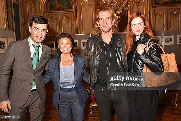 Allgen Nikola, Jeanne dÕHauteserre, Ale de Basseville and Egla Harxhi attend the Massimo Gargia's Photos of Celebrities Exhibition at Mairie du 8eme...