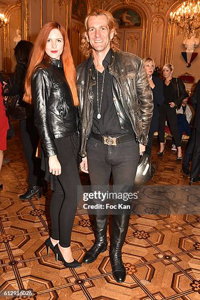 Egla Harxhi and Ale de Basseville attend the Massimo Gargia's Photos of Celebrities Exhibition at Mairie du 8eme - Paris Fashion Week Womenswear...