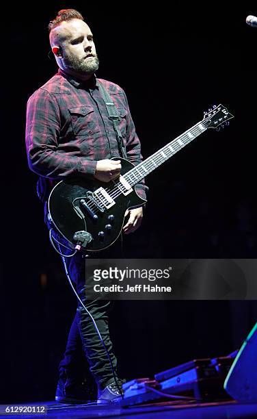 Guitarist Keith Wallen of Breaking Benjamin performs at PNC Music Pavilion on October 5, 2016 in Charlotte, North Carolina.