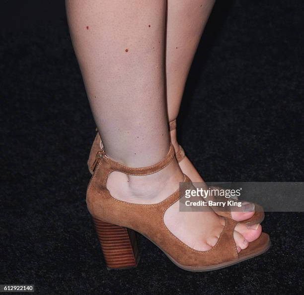 Actress Aislinn Paul, shoe detail, attends the premiere of Hulu's 'Freakish' at Smogshoppe on October 5, 2016 in Los Angeles, California.