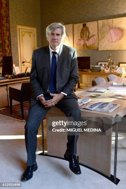 French Agriculture Minister Stephane Le Foll poses in Paris on October 5, 2016.