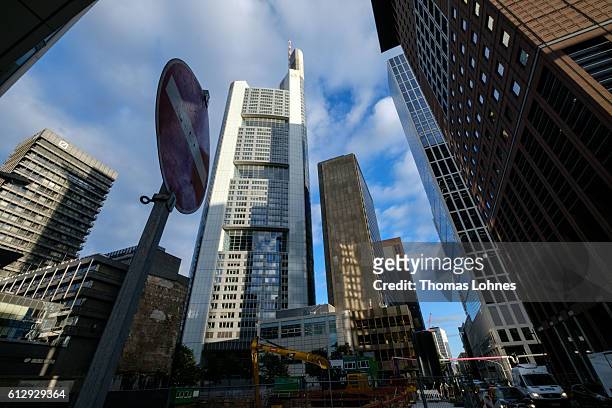 General view of district of frankfurt with the corporate headquarters of Commerzbank on October 5, 2016 in Frankfurt, Germany. Banks across Europe...