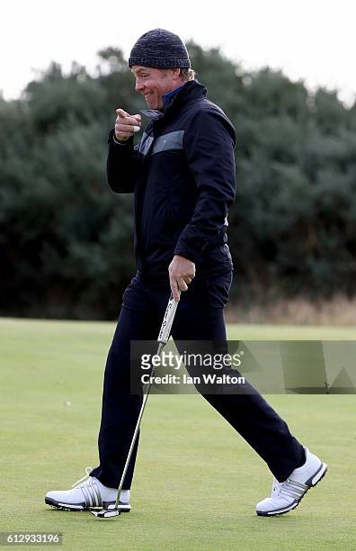 Actor Greg Kinnear on the 13th green during the first round of the Alfred Dunhill Links Championship on the Championship Course, Carnoustie on...