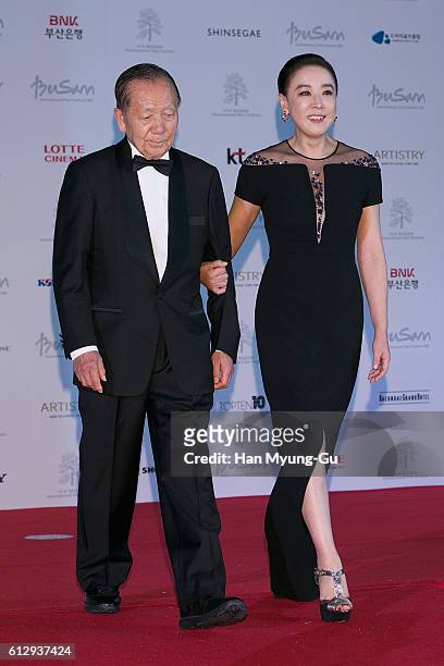 Director Kim Dong-Ho and Kang Soo-Yeon attend the opening of the 21st Busan International Film Festival on October 6, 2016 in Busan, South Korea.