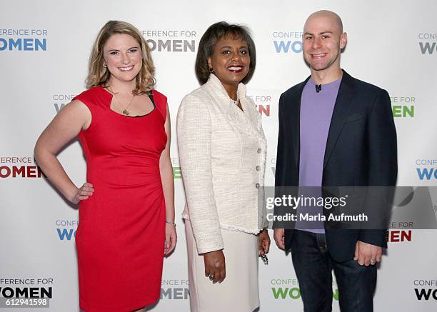 Annie Clark, Anita Hill and Adam Grant attend the Pennsylvania Conference for Women 2016 at Pennsylvania Convention Center on October 6, 2016 in...