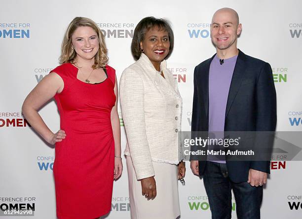 Annie Clark, Anita Hill and Adam Grant attend the Pennsylvania Conference for Women 2016 at Pennsylvania Convention Center on October 6, 2016 in...