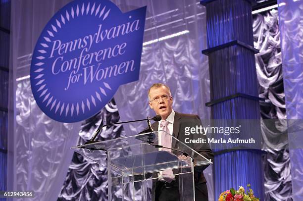 Bristol-Myers Squibb president & head US commercial business Christopher Boerner speaks onstage during Pennsylvania Conference for Women 2016 at...