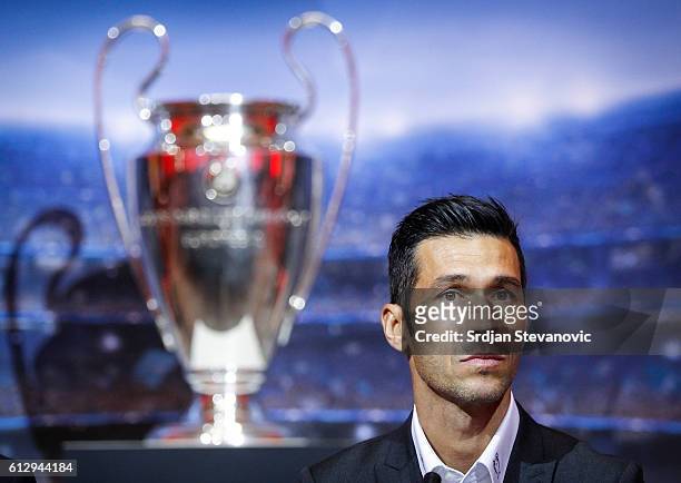 Luis Garcia looks on during the UEFA Champions League Trophy Tour - by UniCredit press conference at City Hall on October 6, 2016 in Sarajevo, Bosnia...