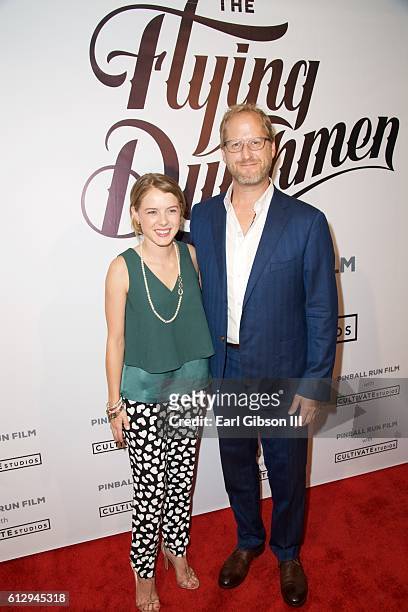 Actress Laura Slade Wiggins and Executive Producer Jon Helmuth attend the Premiere Of Pinball Run Films "The Flying Dutchmen" at Laemmle Monica Film...