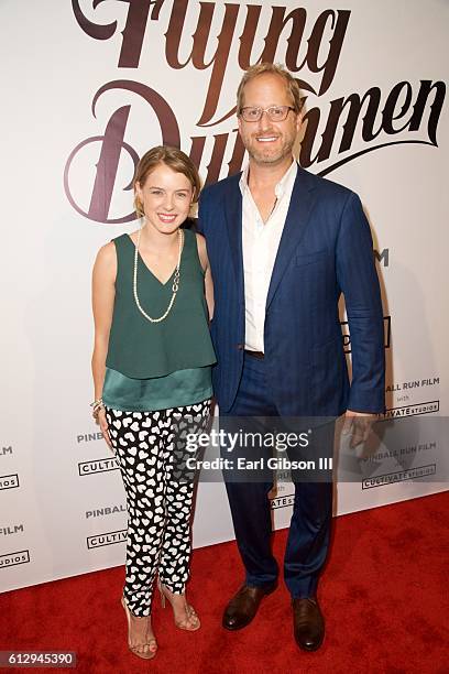 Actress Laura Slade Wiggins and Executive Producer Jon Helmuth attend the Premiere Of Pinball Run Films "The Flying Dutchmen" at Laemmle Monica Film...