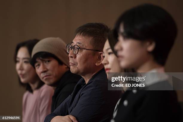 Festival director Kang Soo-Youn, actor Yang Ik-Joon, film director Zhang Lu, actress Han Ye-Ri, and actress Lee Joo-Young of 'A Quiet Dream' attend a...