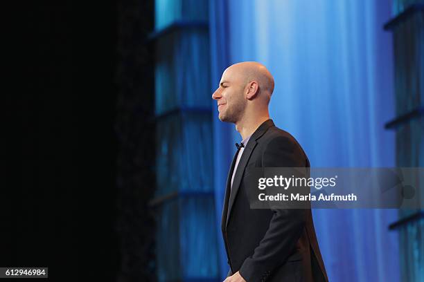 Author Adam Grant speaks onstage during the Pennsylvania Conference for Women 2016 at Pennsylvania Convention Center on October 6, 2016 in...