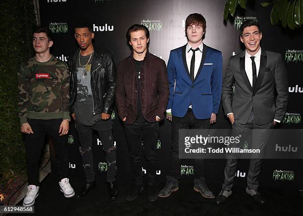 Hayes Grier, Melvin Gregg, Chad L. Coleman, Leo Howard, Adam Hicks and Tyler Chase attend Hulu Original "Freakish" Premiere at Smogshoppe on October...