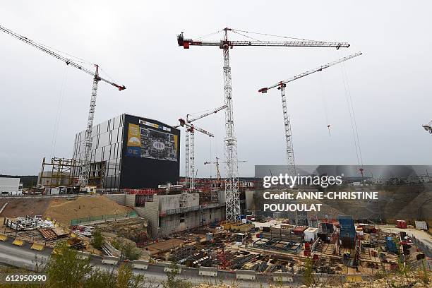 Technicians work at the construction site of ITER , a multi-national nuclear fusion project, in Saint-Paul-les-Durance, southern France, on October...