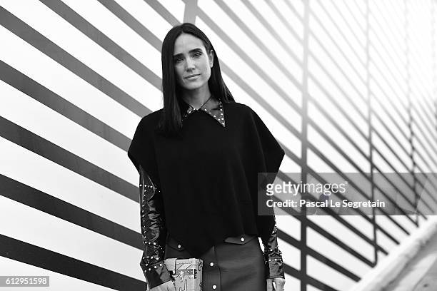 This image has been converted to Black and White. Jennifer Connelly attends the Louis Vuitton show as part of the Paris Fashion Week Womenswear...