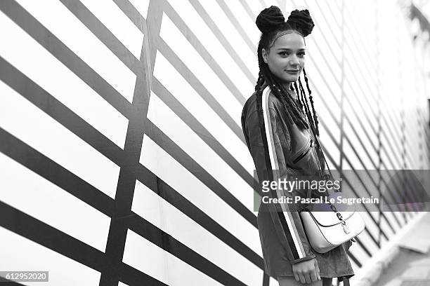 This image has been converted to Black and White. Sasha Lane attends the Louis Vuitton show as part of the Paris Fashion Week Womenswear...