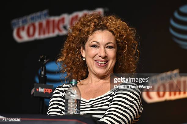 Alex Kingston speaks at the Tales from the TARDIS panel at Jacob Javits Center on October 6, 2016 in New York City.