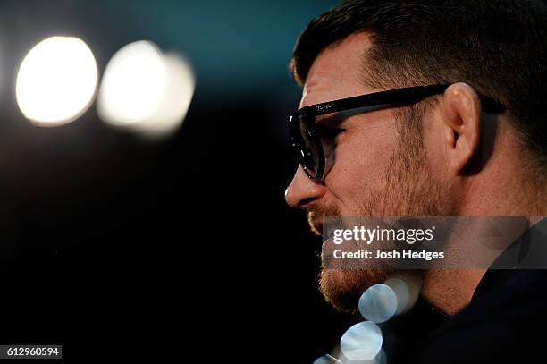 Michael Bisping of England interacts with media during the UFC 204 Ultimate Media Day at Manchester Central on October 6, 2016 in Manchester, England.