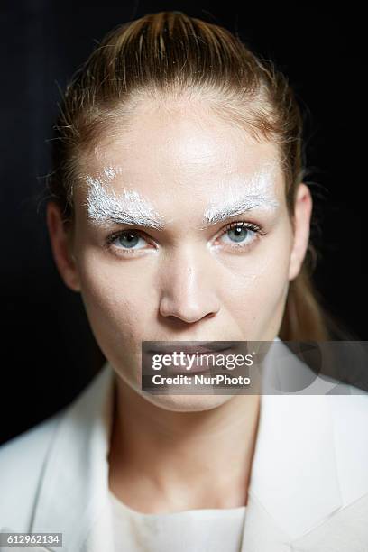 Models pose backstage at the Cimone Spring/Summer 17 show during London Fashion Week 2016, In London, United Kingdom.