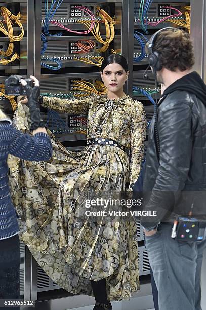 Soko at the Chanel Ready to Wear fashion show as part of the Paris Fashion Week Womenswear Spring/Summer 2017 on October 4, 2016 in Paris, France.