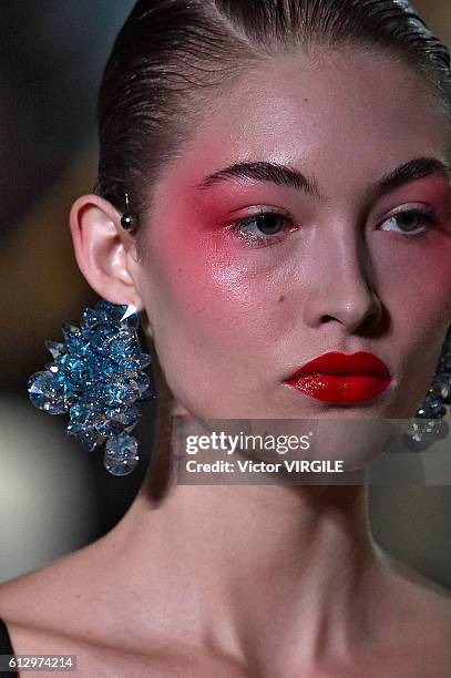 Model walks the runway during the Kenzo show as part of the Paris Fashion Week Womenswear Spring/Summer 2017 on October 4, 2016 in Paris, France.