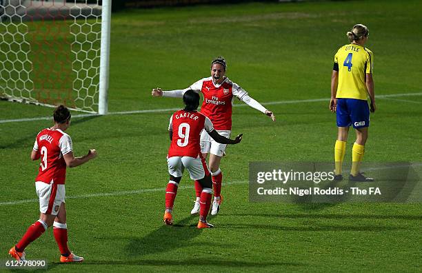 Natalia Pablos of Arsenal Ladies FC celebrates scoring during the WSL 1 match between Doncaster Rovers Belles and Arsenal Ladies FC on October 6,...