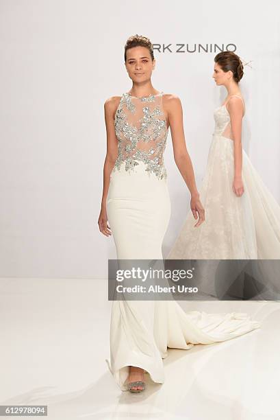 Model walks the runway at the Mark Zunino For Kleinfeld show during New York Fashion Week: Bridal at Kleinfeld on October 6, 2016 in New York City.