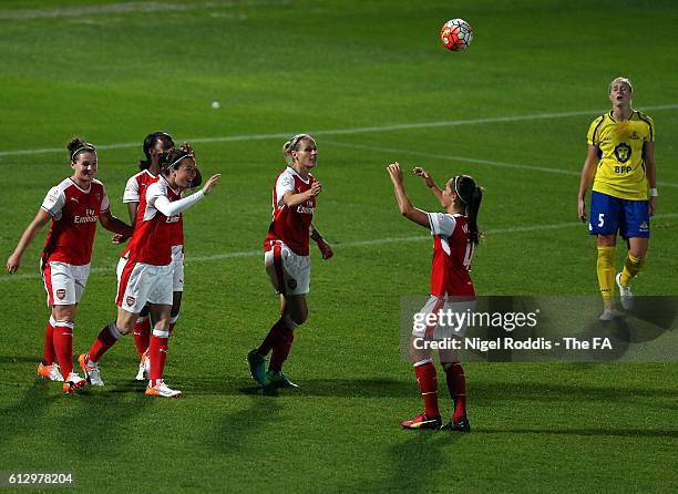 Natalia Pablos of Arsenal Ladies FC celebrates scoring during the WSL 1 match between Doncaster Rovers Belles and Arsenal Ladies FC on October 6,...