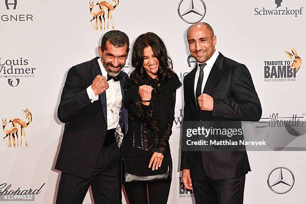 Erdal Yildiz, Rabeah Rahimi and Arthur Abraham attend the Tribute To Bambi at Station on October 6, 2016 in Berlin, Germany.
