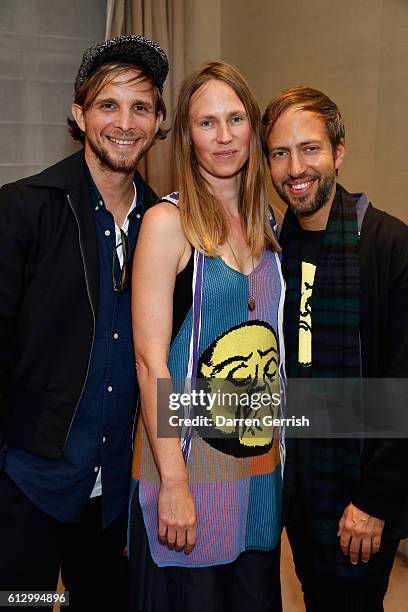 Peter Pilotto, Francis Upritchard and Christopher De Vos attend Peter Piloto + Francis Upritchard in partnership with American Express at...